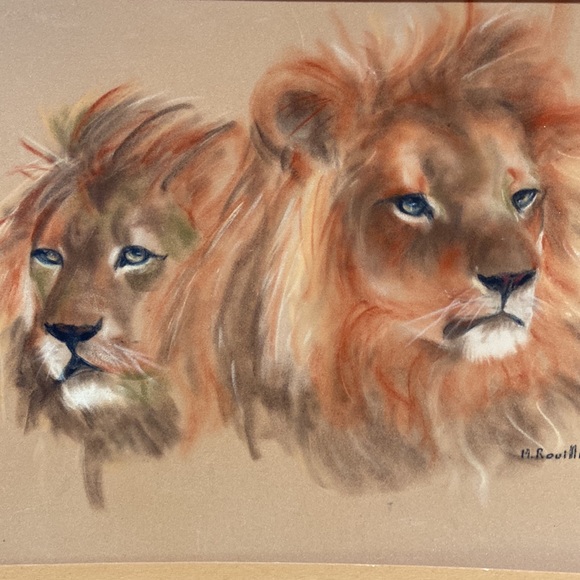 Amazing lions painting over felt like material - Picture 2 of 3